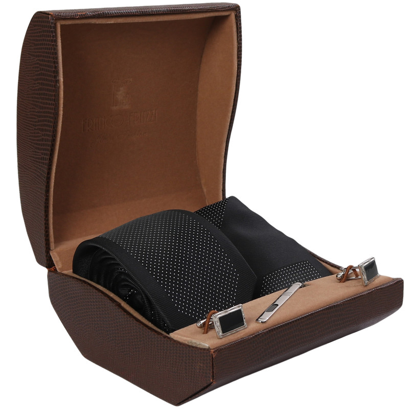  ست کراوات و دستمال جیب و دکمه سردست مردانه فرانکو فروزی مدل F-103429