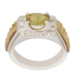 انگشتر نقره مردانه بازرگانی میلادی مدل یاقوت زرد کد AM_2392