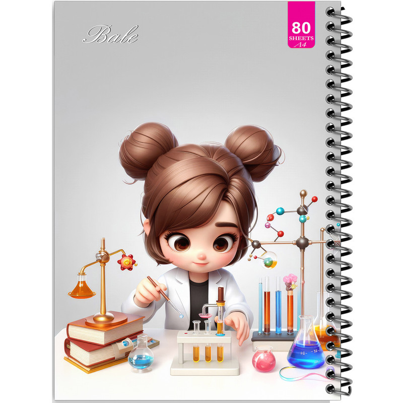 دفتر نقاشی 80 برگ بله مدل رحلی طرح فانتزی دختر دانشمند کد A4-M480