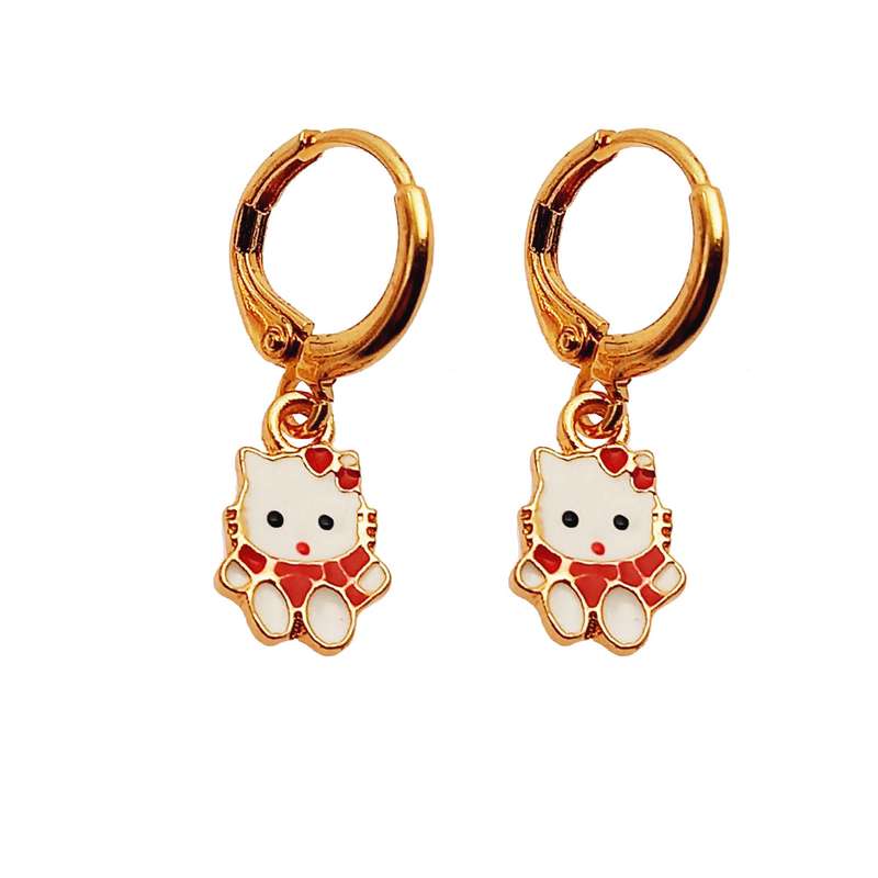 گوشواره دخترانه طرح گربه مدل 348GUD گوشواره دخترانه طرح گربه مدل 348GUD