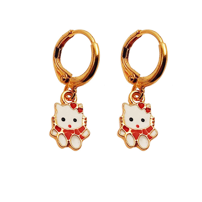 گوشواره دخترانه طرح گربه مدل 348GUD گوشواره دخترانه طرح گربه مدل 348GUD