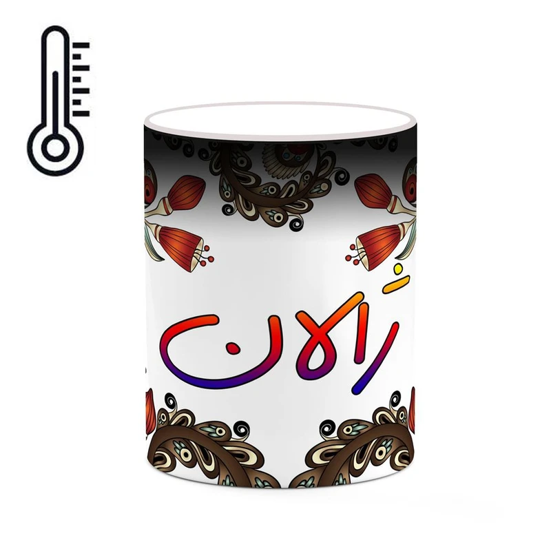 ماگ حرارتی کاکتی مدل اسم ژالان طرح سنتی گل و بته کد mgh45444