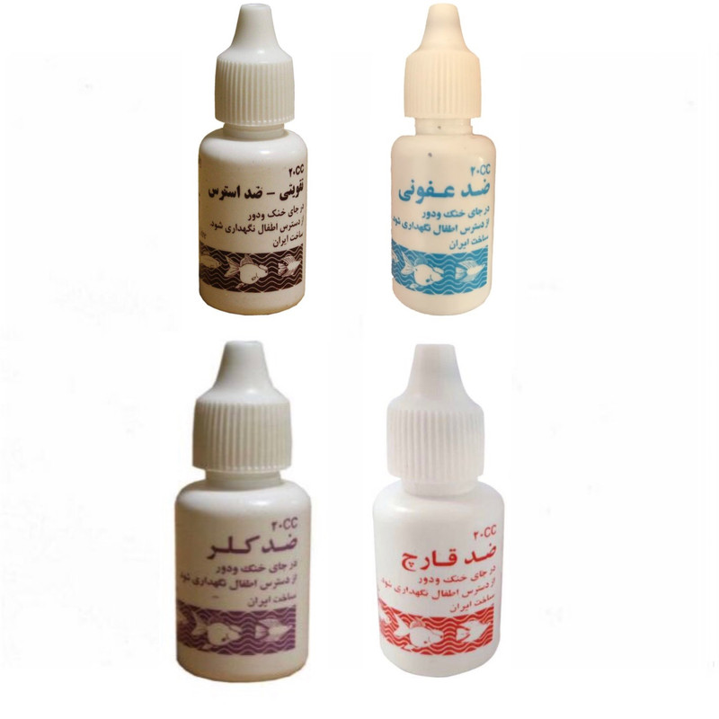 ست آماده سازی آکواریوم مدل ماهیان زینتی پارسیس حجم 80 میلی لیتر مجموعه 4 عددی