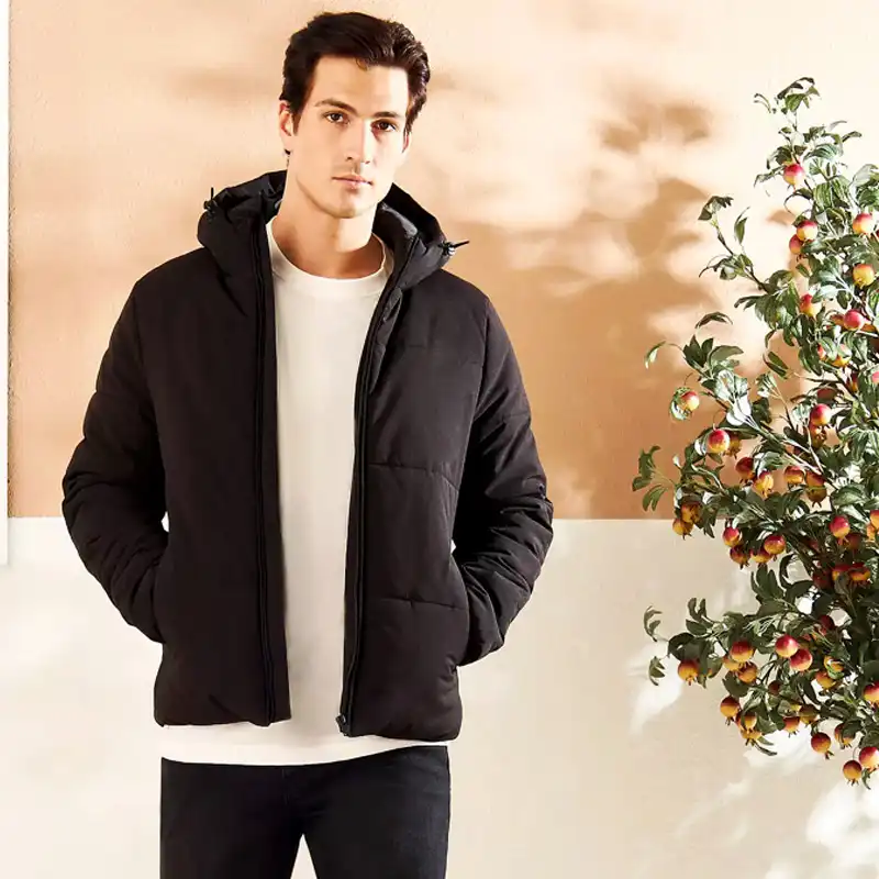 کاپشن مردانه مکس مدل Quilted Hooded Badge