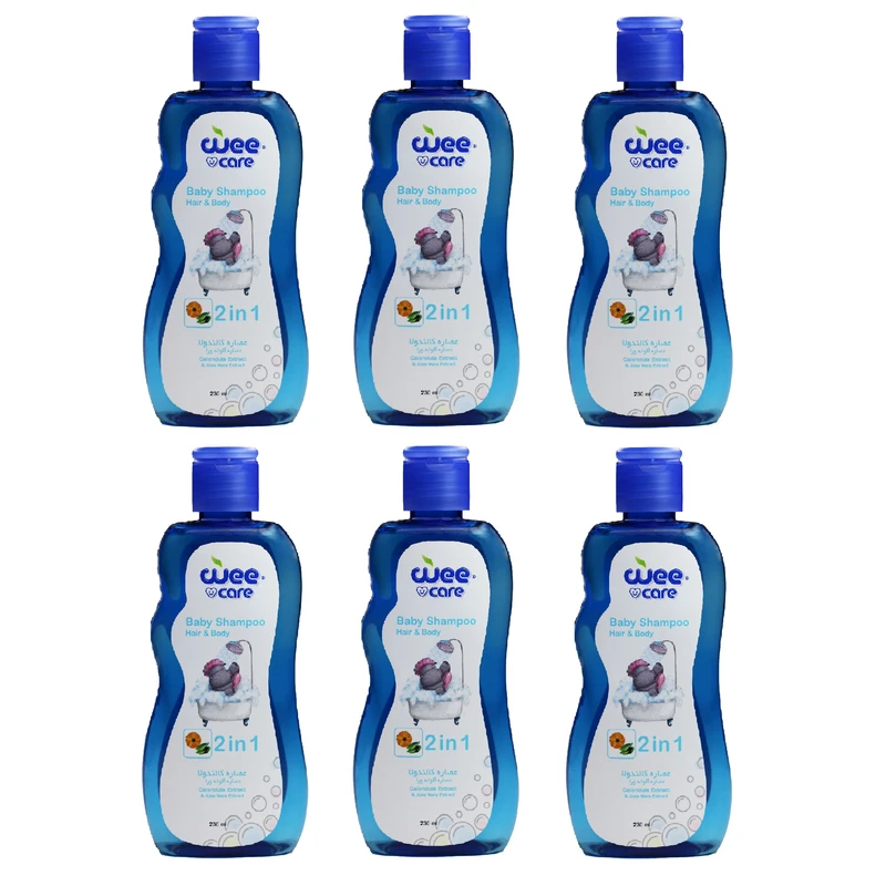 شامپو سر و بدن کودک وی کر مدل عصاره آلوئه ورا و عصاره کالندولا حجم 230 میلی لیتر بسته 6 عددی