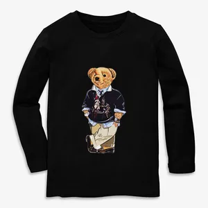 تی شرت آستین بلند پسرانه مدل نخ پنبه ای خرسی تدی کد BZ003 teddy