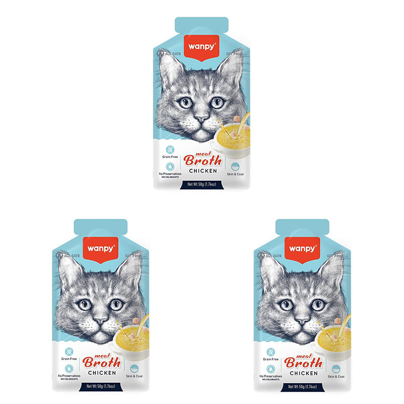 سوپ گربه ونپی مدل Meat Broth با طعم مرغ وزن 150 گرم بسته 3 عددی