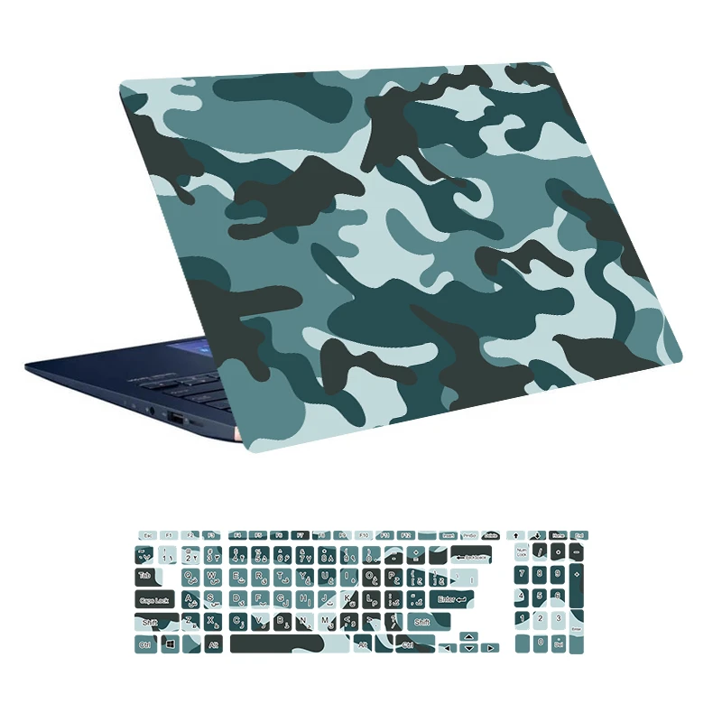 استیکر لپ تاپ توییجین و موییجین طرح Military کد 09 مناسب برای لپ تاپ 15.6 اینچ به همراه برچسب حروف فارسی کیبورد 