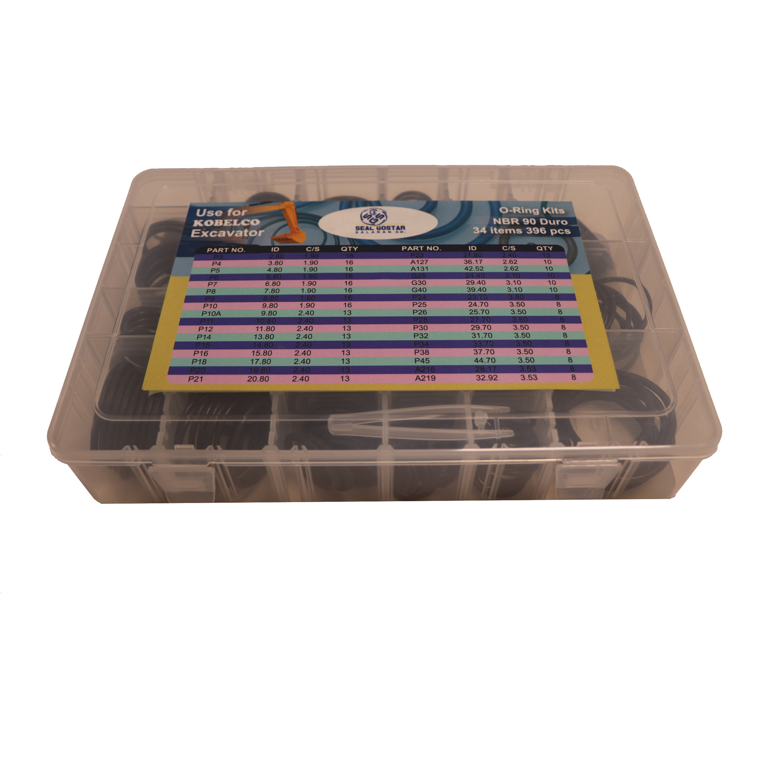 مجموعه 396 عددی اورینگ سیل گستر سالاران مدل MOK02 مناسب برای ماشین آلات کبلکو