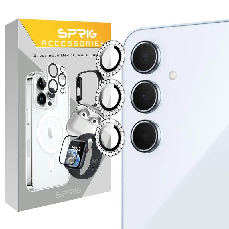 محافظ لنز دوربین اسپریگ مدل Ring Metal Diamond مناسب برای گوشی موبایل سامسونگ Galaxy M54