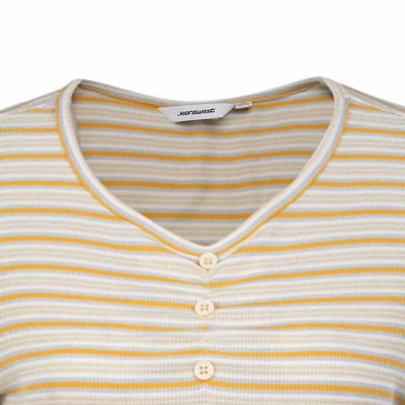 تی شرت آستین کوتاه زنانه جین وست مدل یقه هفت کد 1551265 رنگ کرم -  - 4