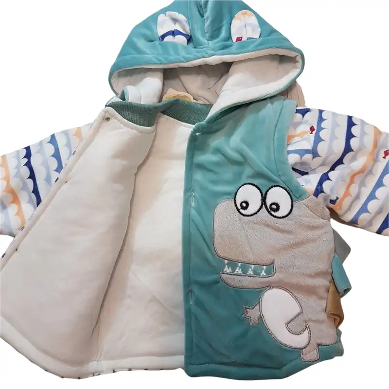 ست کاپشن و شلوار نوزادی طرح دایناسور مدل ASH413