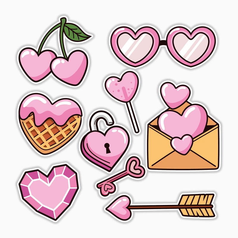 استیکر لپ تاپ و موبایل بووم طرح عشق کد MR75 مجموعه 9 عددی