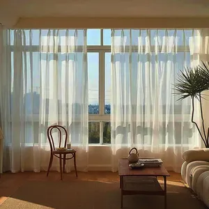 پرده تیکو دکو مدل دوخت ساده حریر شاین ژرسه سایز 280x300 سانتی‌متر