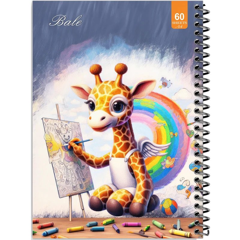 دفتر نقاشی 60 برگ انتشارات بله طرح فانتزی زرافه کوچولو کد A4-O164