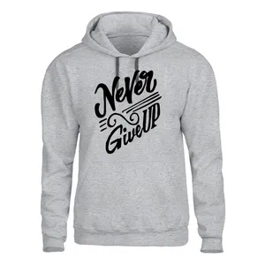 هودی مردانه مدل NEVER GIVE UP کد J241 رنگ طوسی