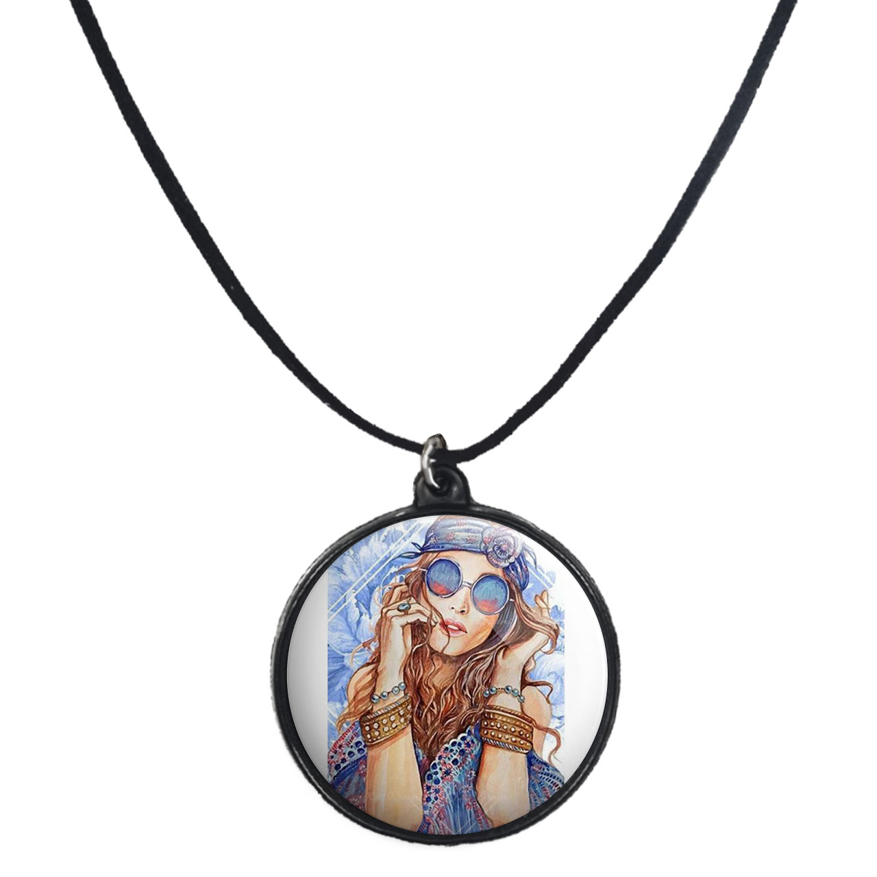 گردنبند پرمانه طرح دخترونه کد pmb.4521 مدل دو طرفه