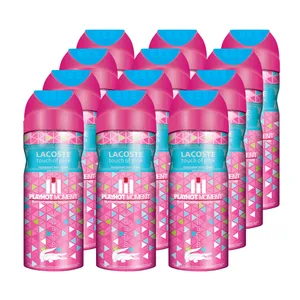 اسپری خوشبو کننده بدن زنانه پلی هات مومنت مدل LACOSTE TOUCH Of pink حجم 200 میلی لیتر مجموعه 12 عددی