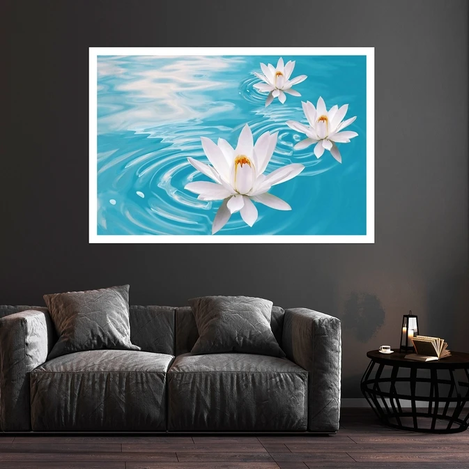 تابلو بکلیت طرح طبیعت و گل لوتوس مدل قاب شاسی W-s8637