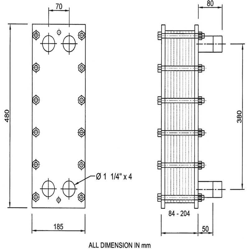 مبدل حرارتی صفحه ای آذرتهویه سازان مدل TA4-M60