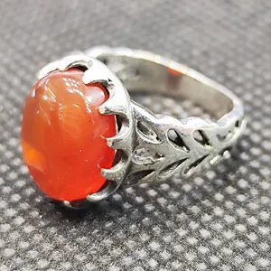 انگشتر نقره مردانه مدل سنگ عقیق یمانی کد37