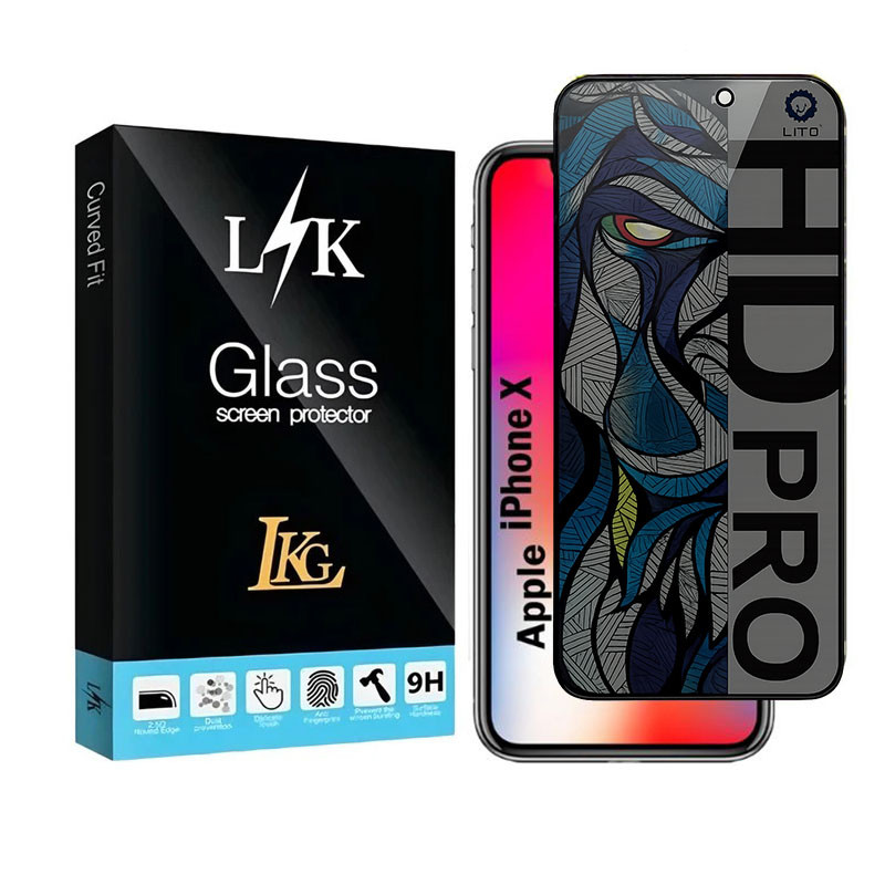 محافظ صفحه نمایش شیشه ای حریم شخصی ال کا جی مدل LIHD-LK مناسب برای گوشی موبایل اپل Iphone X