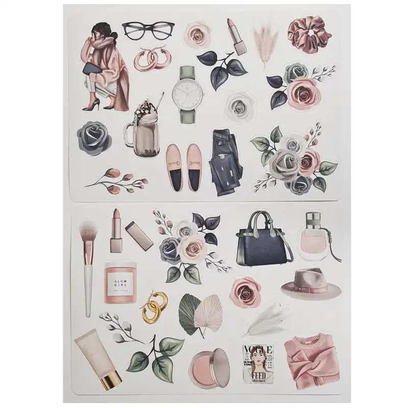 برچسب مدل GLOW GIRL طرح اسکرپ بوک و بولت ژورنال بسته 2 عددی