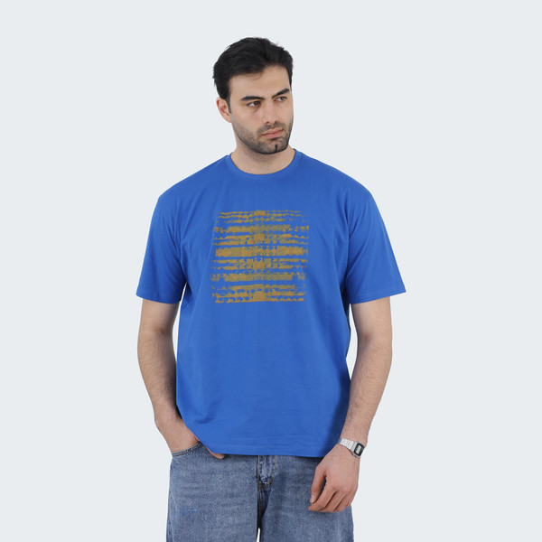 تی شرت آستین کوتاه مردانه پاتن جامه مدل نخی 331621020005999 رنگ آبی