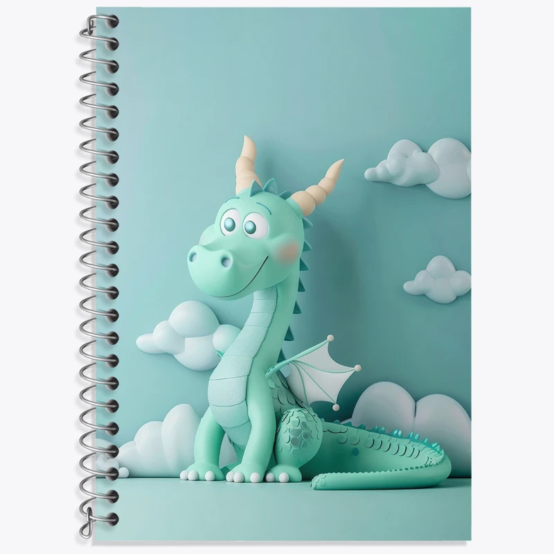 دفتر زبان 50 برگ خندالو مدل سه خط طرح اژدهای کیوت کد N2254