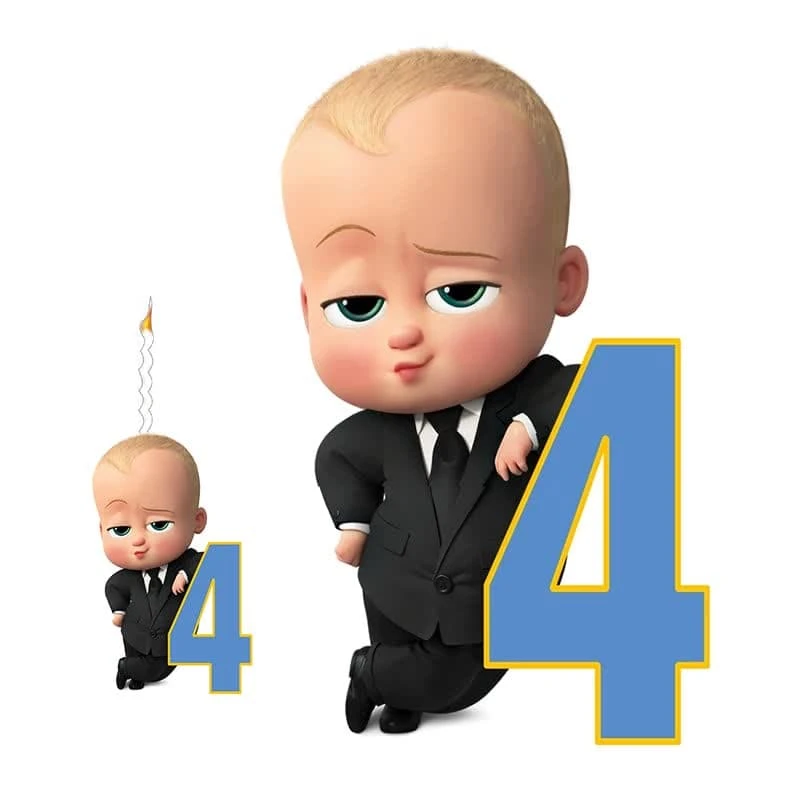 استند رومیزی تولد مدل عدد 4 طرح بچه رئیس به همراه شمع