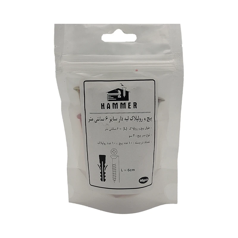 پیچ و رول پلاک هامر مدل لبه دار  4so-6cm مجموعه 30 عددی
