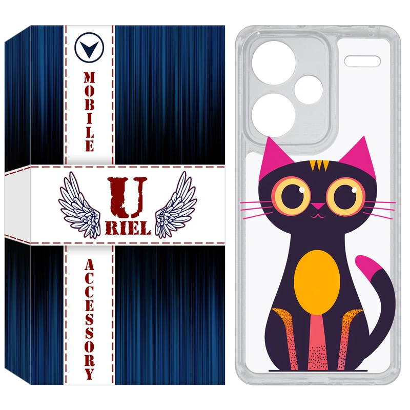 کاور یوریل مدل Clear کد 46 طرح گربه مناسب برای گوشی موبایل شیائومی Redmi Note 13 Pro Plus
