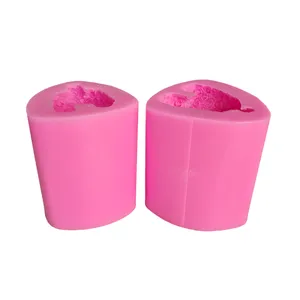 قالب شمع مدل خرس تدی گل گلی قلب به دست و گل گلی  کد C 08CM مجموعه دو عددی