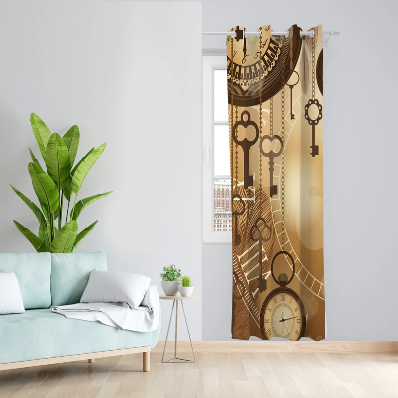 پرده طرح کلید مدل مخمل پانچی کد L 1349L Z سایز 140x200 سانتی متر
