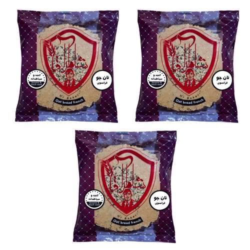 نان جو خشک فرانسوی با طعم کنجد و سیاهدانه شاطر آقا - 250 گرم مجموعه 3 عددی