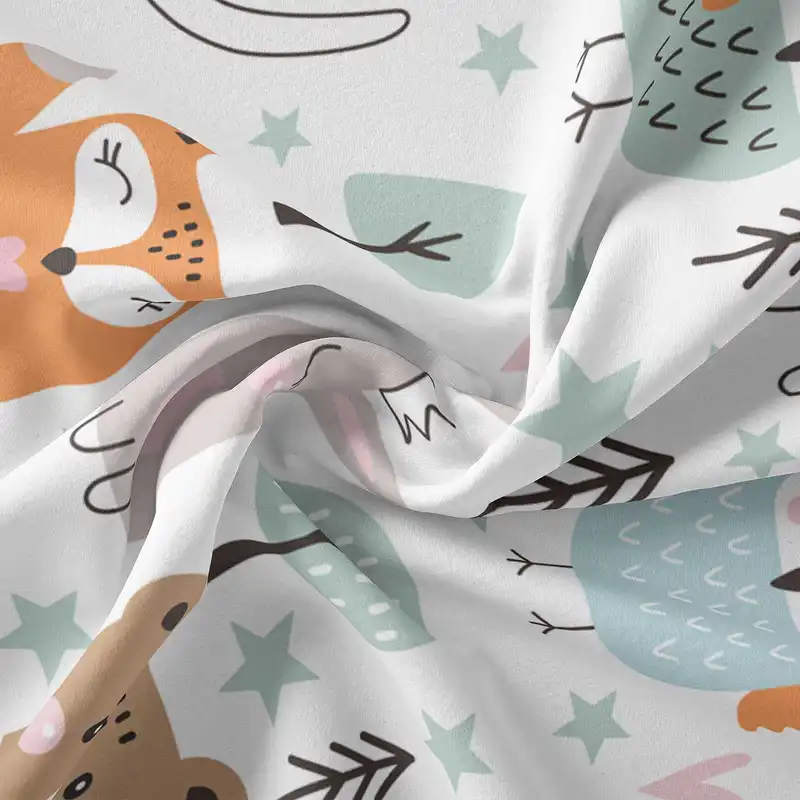 پارچه ملحفه پارچه باما مدل مخمل نوزادی طرح سرزمین حیوانات کد 5011348