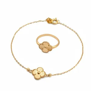 نیم ست طلا 18 عیار زنانه رضا گلد مدل ونکلیف تک گل