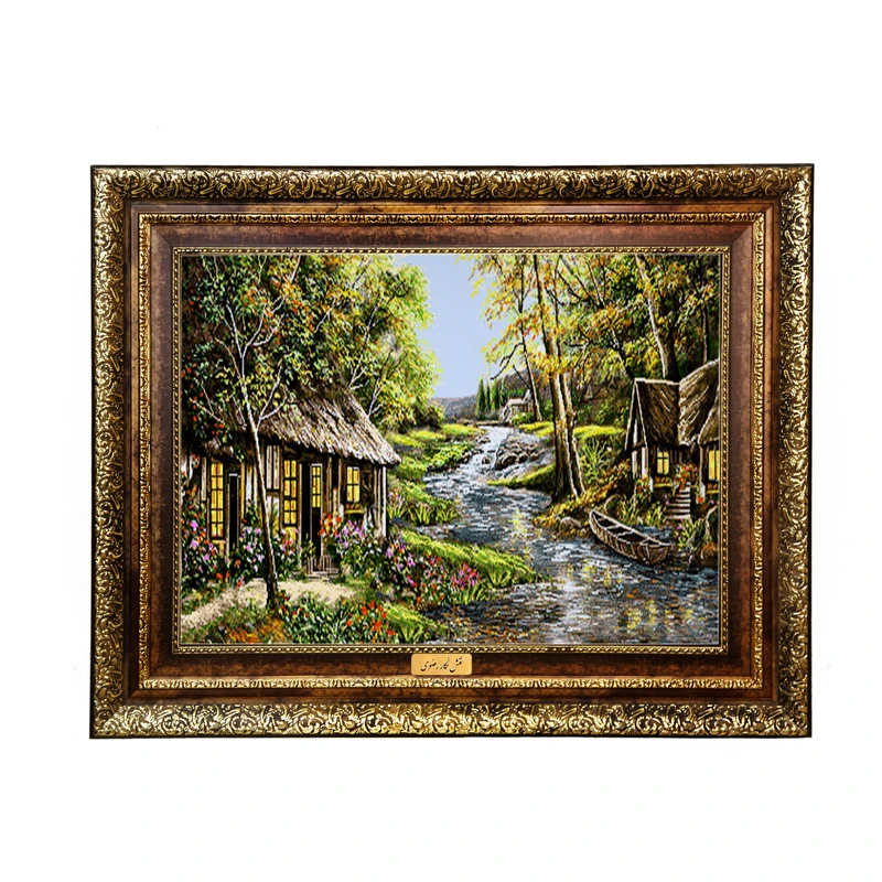 تابلو فرش ماشینی نقش نگار رضوی طرح منظره کد 1760H