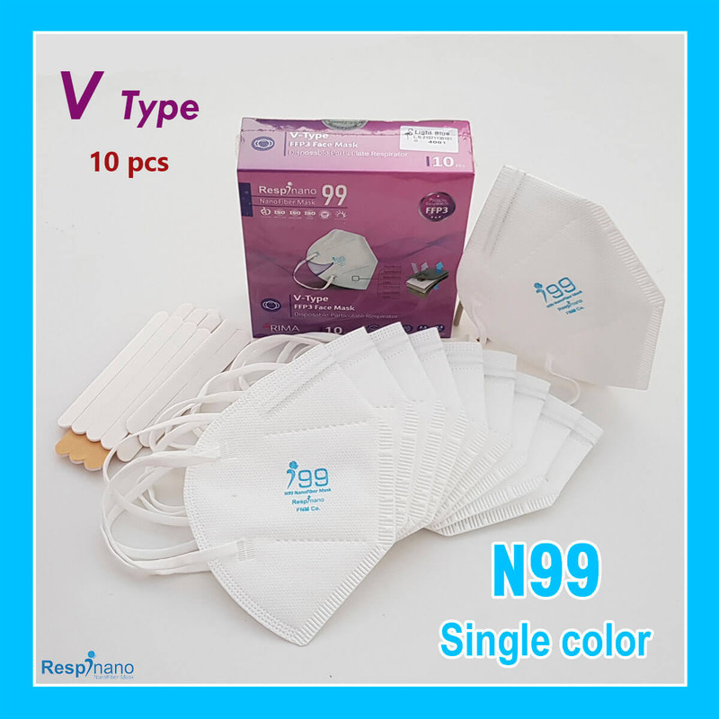 ماسک تنفسی ریما مدل وی تایپ N99 نانوالیاف بسته 10عددی