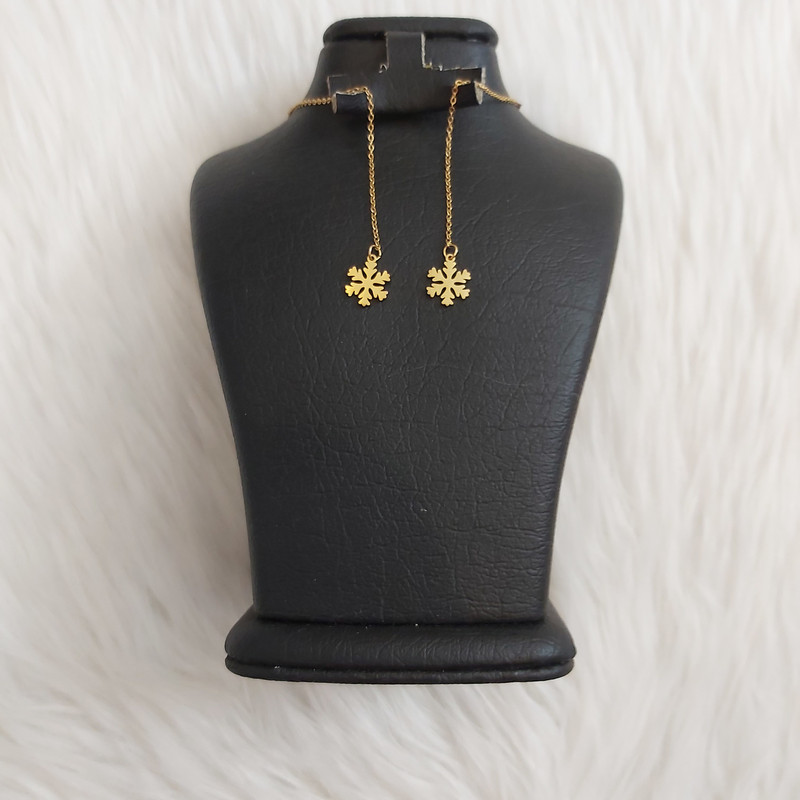 گوشواره زنانه مدل بخیه طرح دانه برف کد snow113