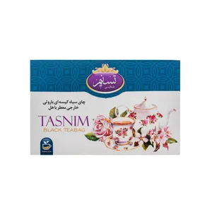 چای سیاه کیسه ای باروتی معطر با هل تسنیم طلایی بسته 20 عددی