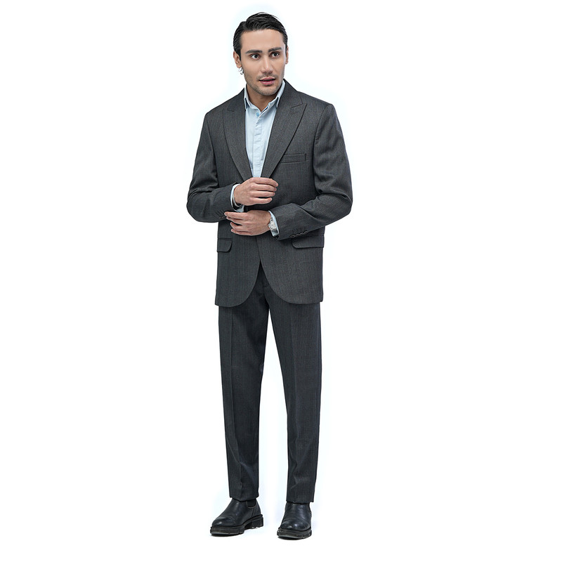 کت و شلوار مردانه مدل چهارخانه یقه بلیزر کد 3-1 رنگ ذغالی