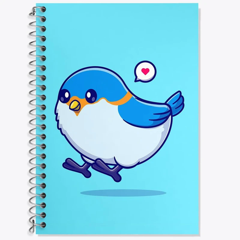 دفتر زبان 50 برگ خندالو مدل سه خط طرح حیوانات بامزه گنجشک کد 29694