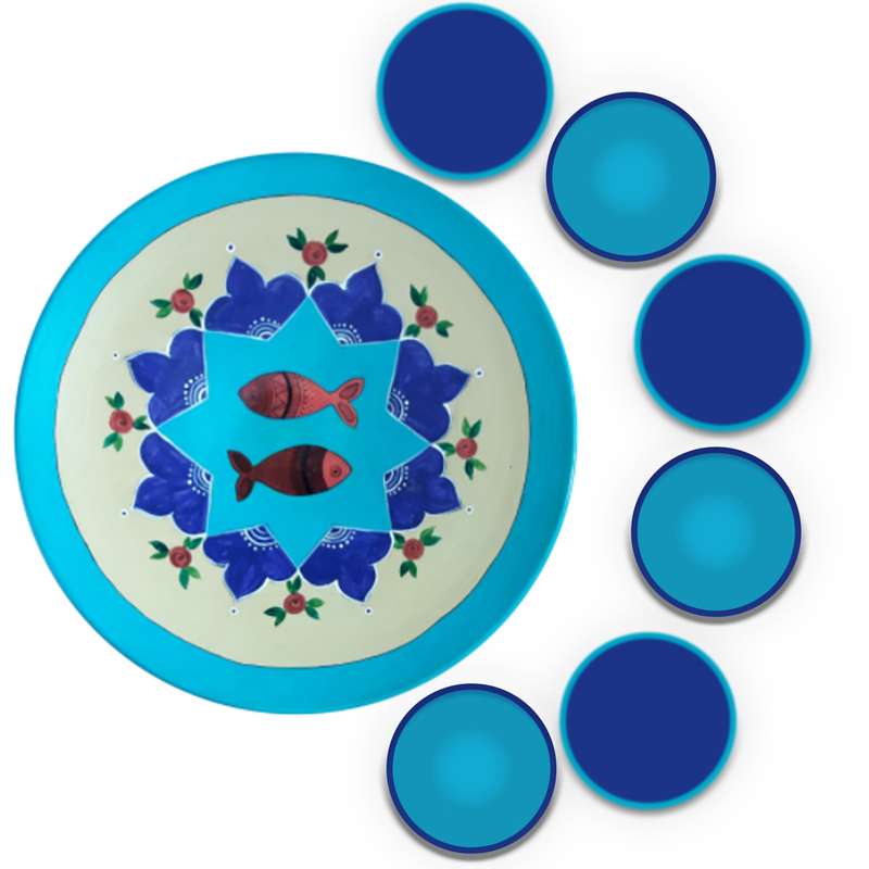 ست 7 تکه هفت سین سفالی مدل حوض ماهی