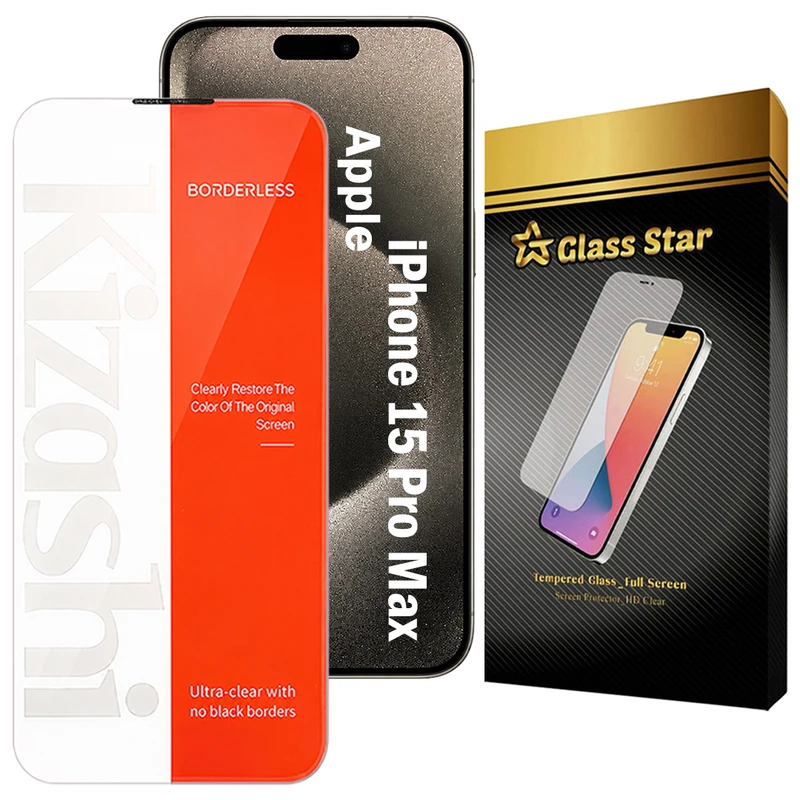 محافظ صفحه نمایش گلس استار مدل KIZNOSTG مناسب برای گوشی موبایل اپل iPhone 15 Pro Max