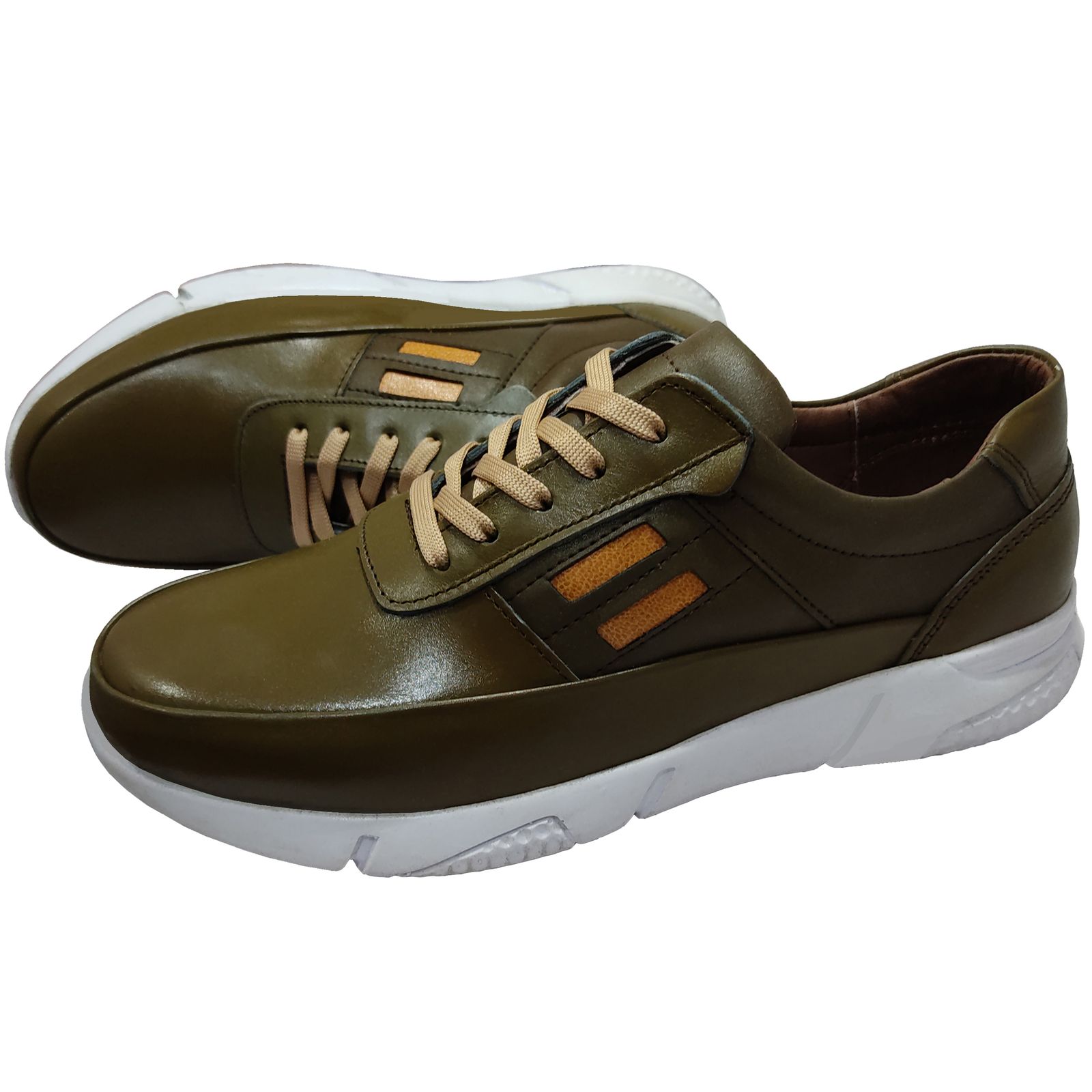 کفش طبی مردانه چرم تبریز مدل سروش رنگ زیتونی - - 3