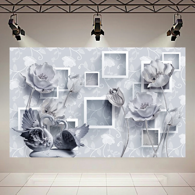 پوستر پارچه ای طرح مخمل گل مدل قو کد AR303672