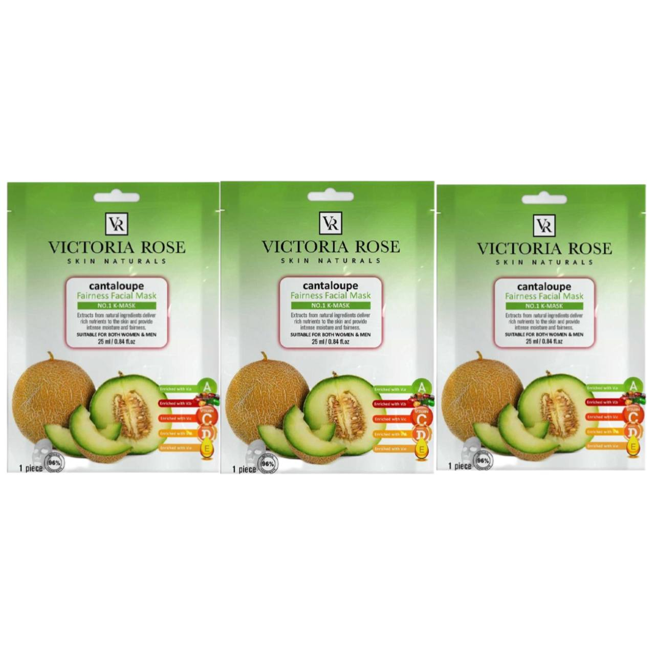 ماسک صورت ویکتوریا رز مدل عصاره طالبی مناسب برای انواع پوست حجم 25 میلی لیتر بسته 3 عددی