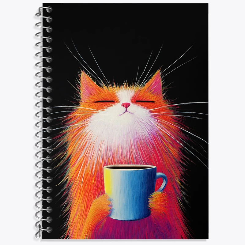 دفتر زبان 50 برگ خندالو مدل دو خط طرح گربه (Cat) کد N4885