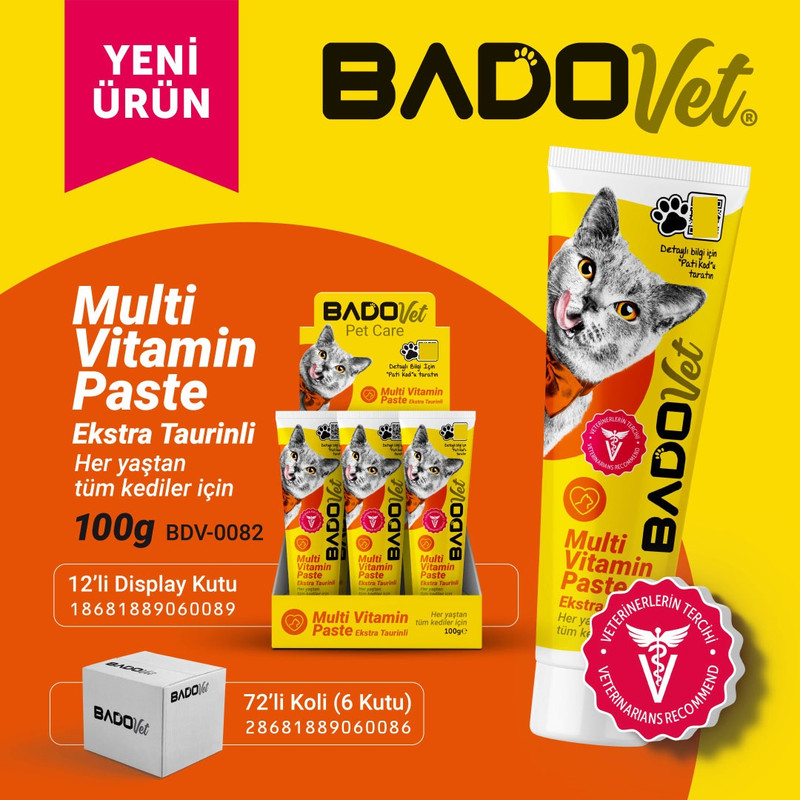 مالت گربه برند بادو مدل مولتی ویتامین وزن 100 گرم